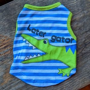 🐶 Cute Alligator Blue & White Puppy Dog Shirt XS Pet Spirit